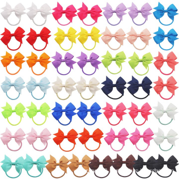 UNIQ Baby Girls Grosgrain Ribbon Hair Bows With Ties Pigtail Hair Bows Elastic Ponytail Holder Hair Accessories